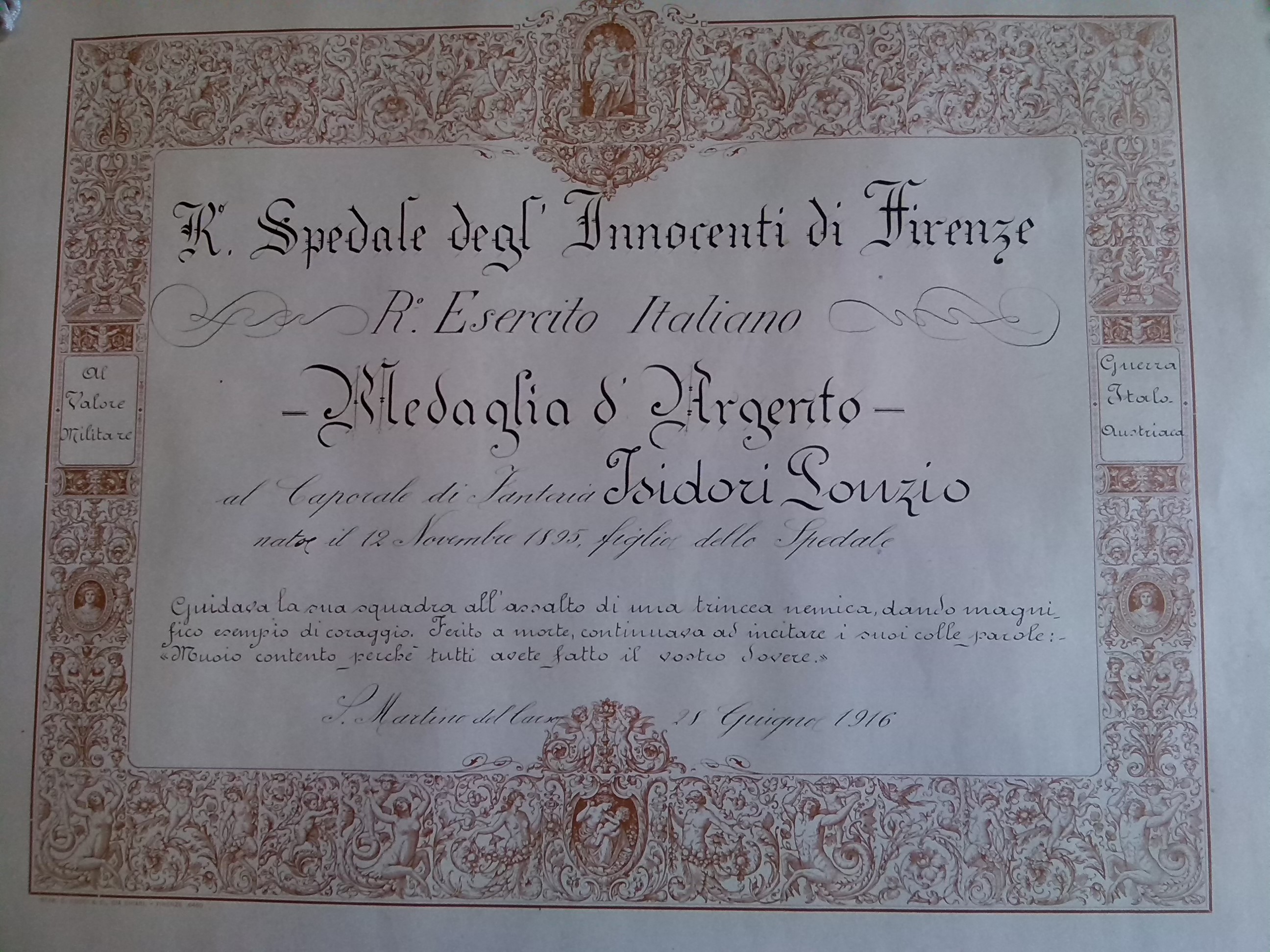 Perc. 4. Tema 3, Foto F, Diploma del C.le P. Isidori